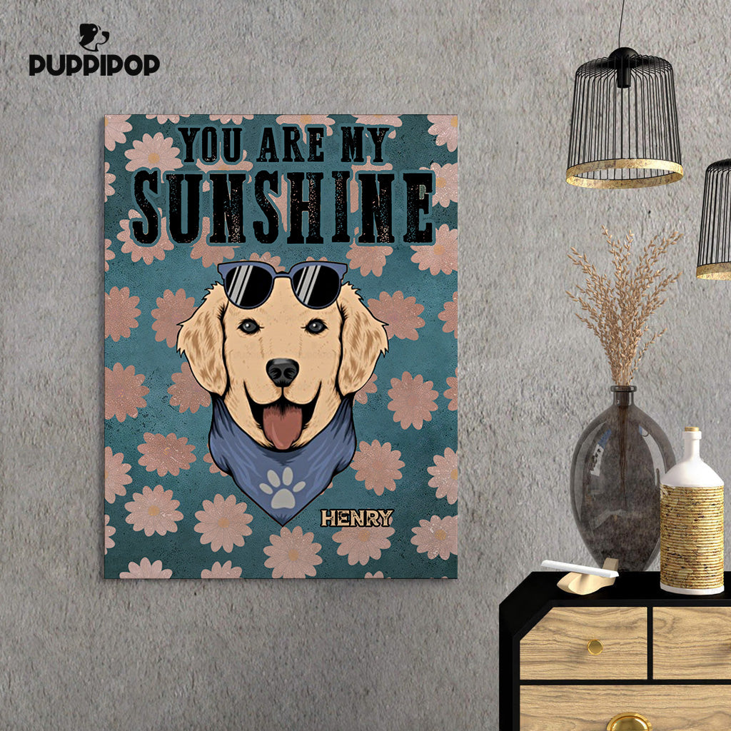 Custom Dog Canvas - Personalized You Are My Sunshine Pink Flower Gift For Dad - Matte Canvas