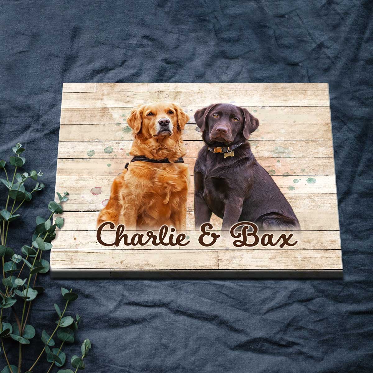Custom Two Dog Paintings on Canvas, Multiple Pet Portrait, 2 Pets Portrait From Photo, Dog Remembrance Gift - Best Personalized Gifts for Everyone