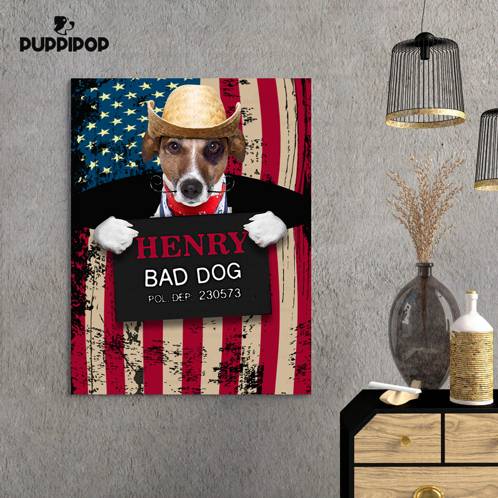 Personalized Dog Gift Idea - Bad Dog Wearing Cowboy Hat For Dog Lovers - Matte Canvas