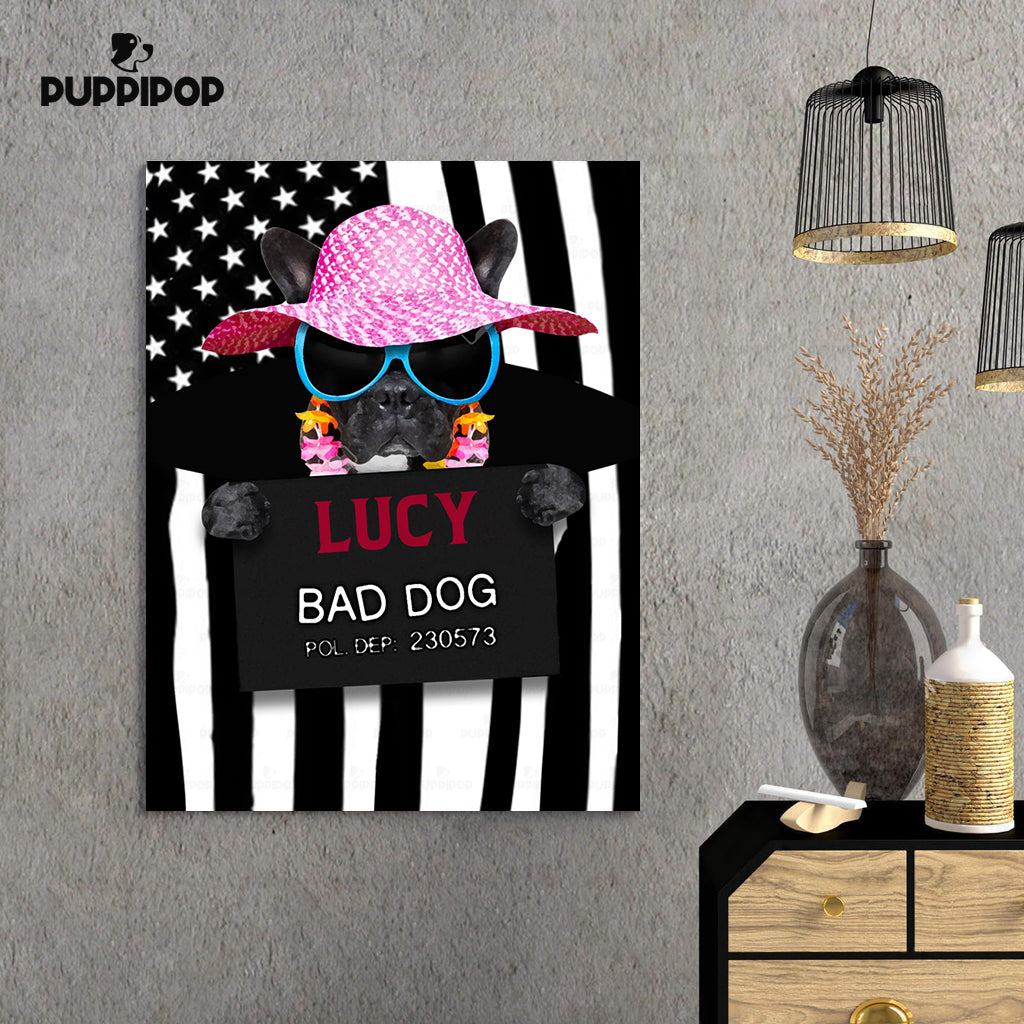 Personalized Dog Gift Idea - Bad Dog Girl Wearing Beach Hat For Dog Lovers - Matte Canvas