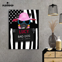 Thumbnail for Personalized Dog Gift Idea - Bad Dog Girl Wearing Beach Hat For Dog Lovers - Matte Canvas