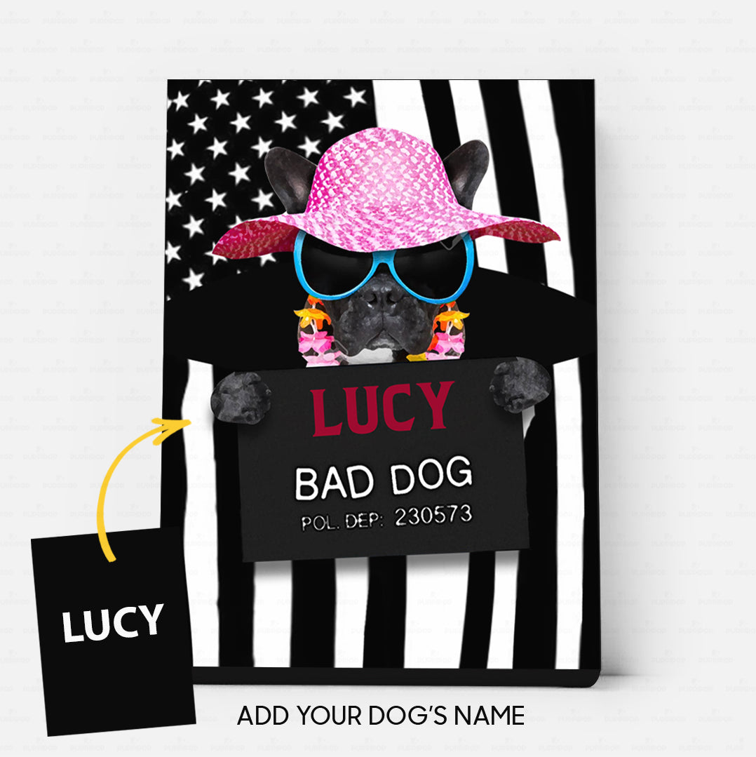 Personalized Dog Gift Idea - Bad Dog Girl Wearing Beach Hat For Dog Lovers - Matte Canvas