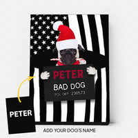Thumbnail for Personalized Dog Gift Idea - Bad Pug Wearing Christmas Hat For Dog Lovers - Fleece Blanket