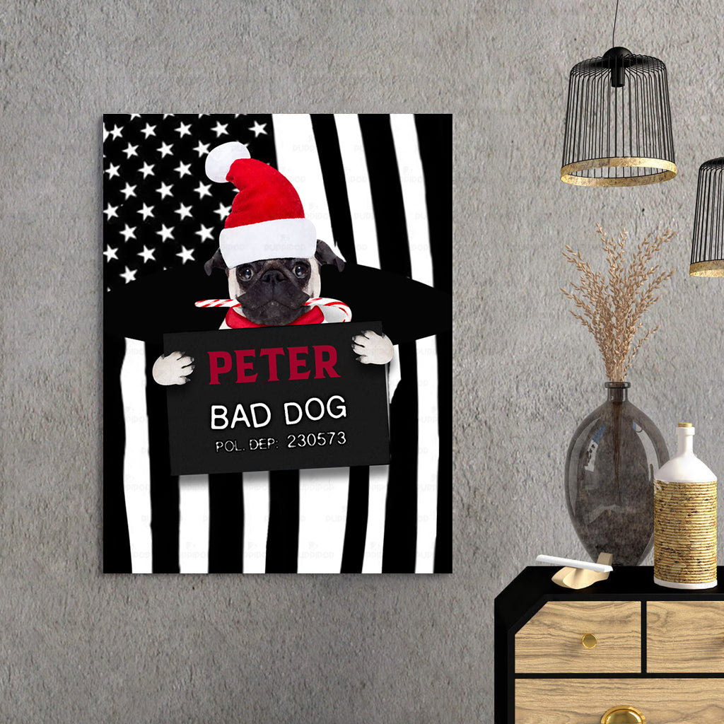Personalized Gift Canvas For Dog Lovers - Bad Pug Wearing - Matte Canvas