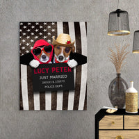 Thumbnail for Personalized Gift Canvas For Dog Lovers - Dog Wearing Glasses And Dog Wearing Cowboy Hat Just Married Dog - Matte Canvas