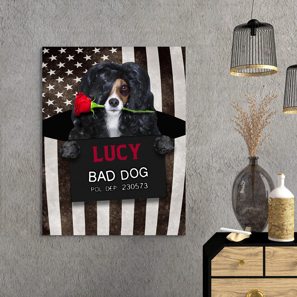 Personalized Gift Canvas For Dog Lovers - Bad Long Hair Dog With Rose - Matte Canvas
