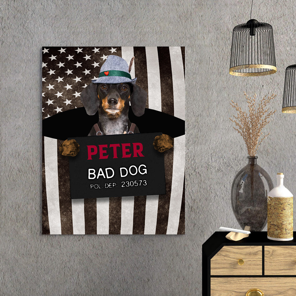 Personalized Gift Canvas For Dog Lovers - Bad Long Ear Dog Wearing Fedora - Matte Canvas