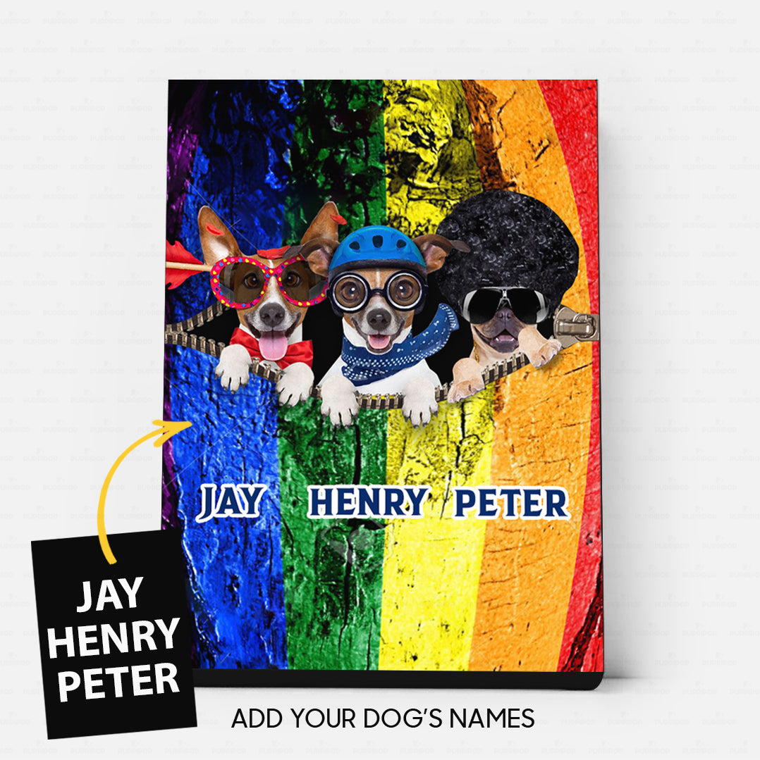 Personalized Gift Canvas For Dog Lovers - Arrow Dog, Blue Helmet Dog And Disco Dog - Matte Canvas