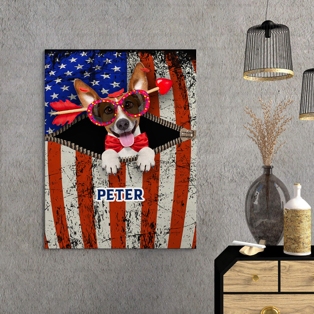 Personalized Gift Canvas For Dog Lovers - Dog With Red Bow And An Arrow - Matte Canvas