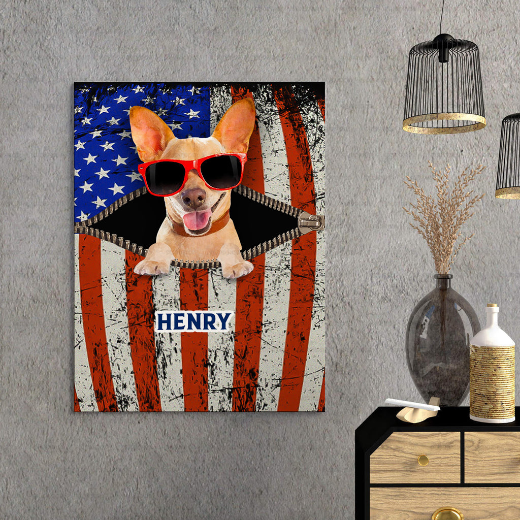 Personalized Gift Canvas For Dog Lovers - Dog Open Mouth Wearing Red Glasses - Matte Canvas