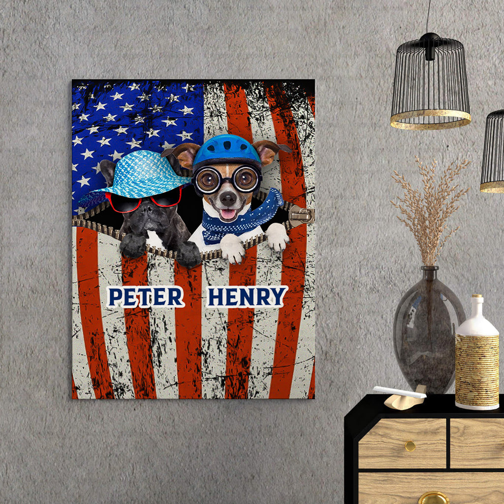 Personalized Gift Canvas For Dog Lovers - Dog With Blue Helmet And Dog With Red Glasses - Matte Canvas