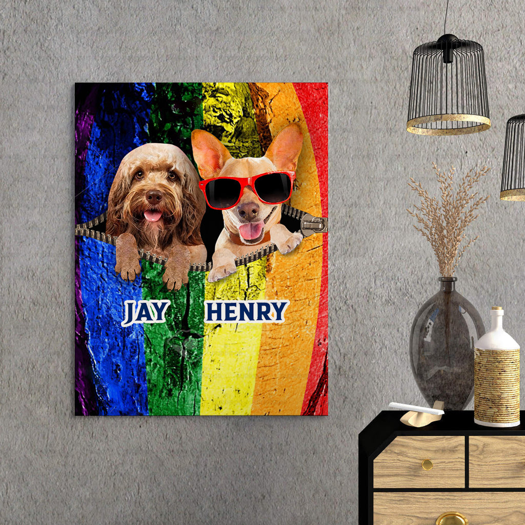 Personalized Gift Canvas For Dog Lovers - Old Looking Dog And Dog Wearing Red Glasses - Matte Canvas