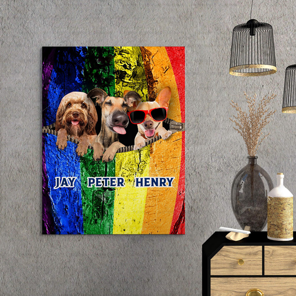 Personalized Gift Canvas For Dog Lovers - Old Dog, Mowing Dog And Dog Wearing Red Glasses - Matte Canvas