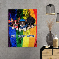 Thumbnail for Personalized Gift Canvas For Dog Lovers - Arrow Dog, Blue Helmet Dog And Disco Dog - Matte Canvas