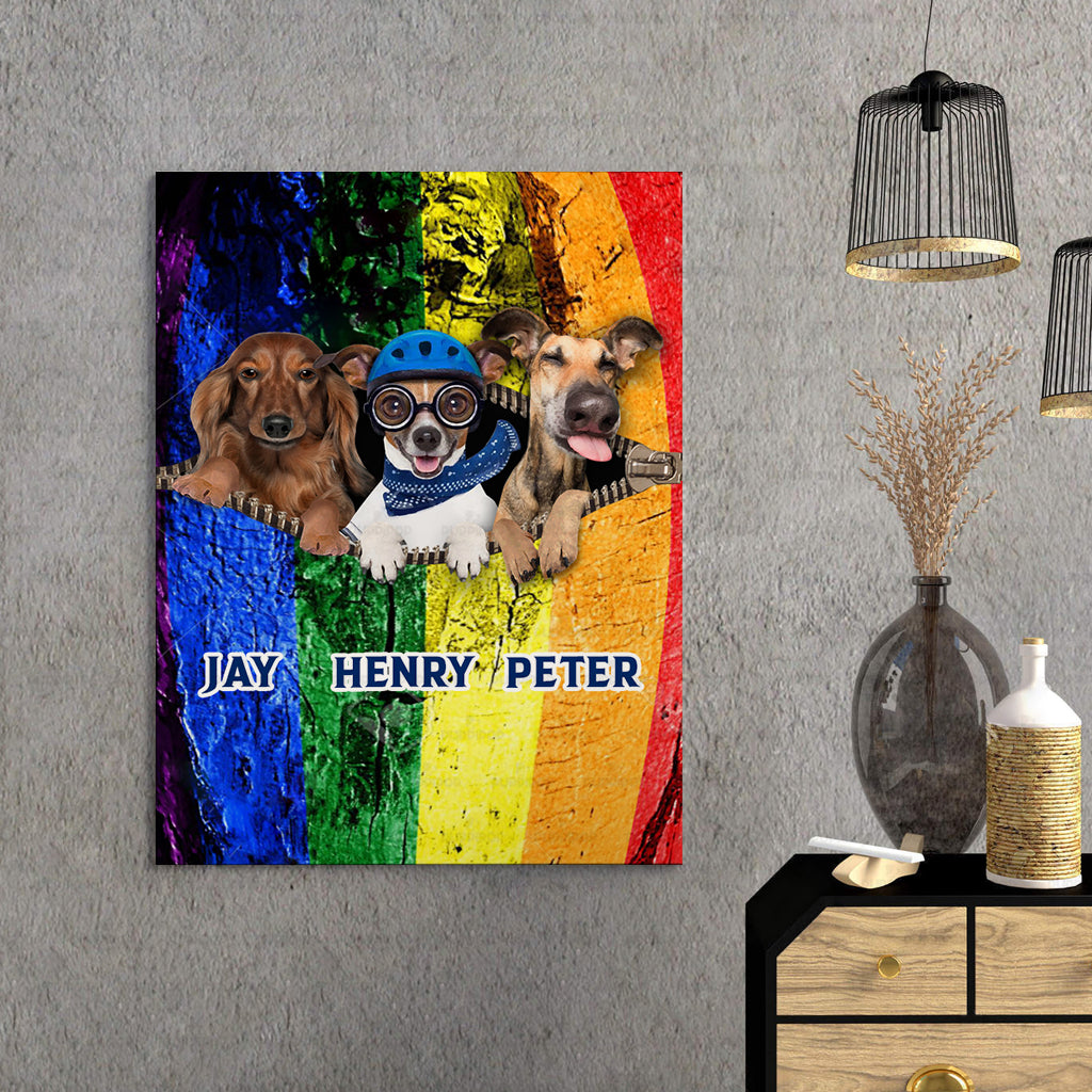 Personalized Gift Canvas For Dog Lovers - Angry Dog, Blue Helmet Dog And Mowing Dog - Matte Canvas