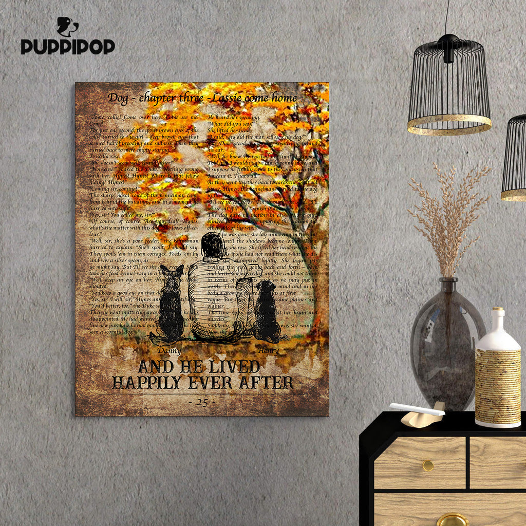 Custom Dog Canvas - Man And Two Dogs Beside The Tree Gift For Dad - Matte Canvas