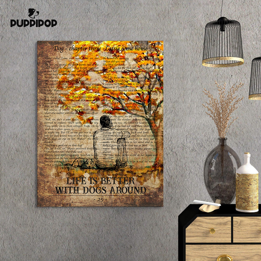 Custom Dog Canvas - Personalized Man And A Dog Beside The Tree Gift For Dad - Matte Canvas