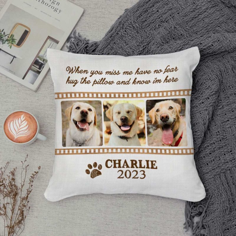 Customized Memorial Pillow For Dogs, Remembrance Gifts For Pets, When You Miss Me Have No Fear Hug The Pillow - Best Personalized Gifts for Everyone