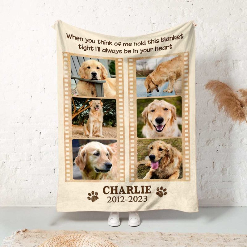 Customized Memory Blanket With Dog Picture, Pet Bereavement Gifts, Gifts For Someone Whose Dog Died - Best Personalized Gifts for Everyone