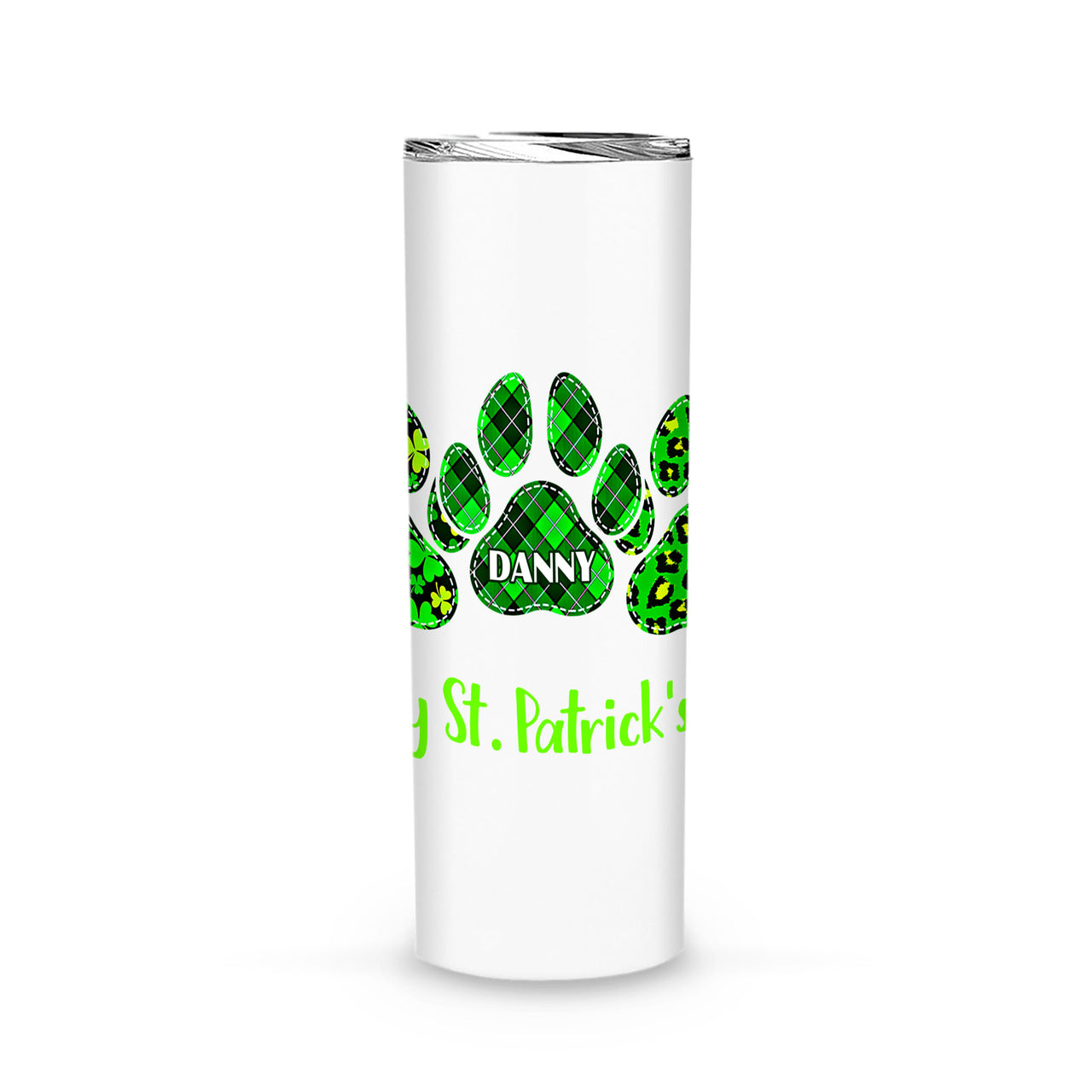 Personalized St Patrick's Day Gift Idea - Foot Print And Happy For Dog Lovers - Tumbler