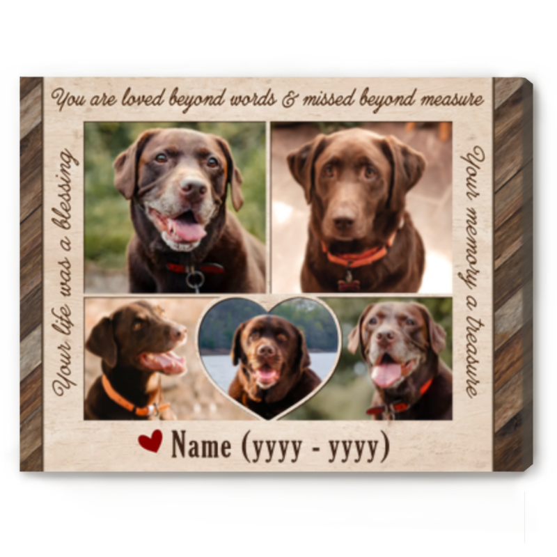 Dog Memorial With Photo Collage, Sympathy Gift For Pet, In Memory Dog Canvas, Pet Loss Gift Ideas - Best Personalized Gifts for Everyone