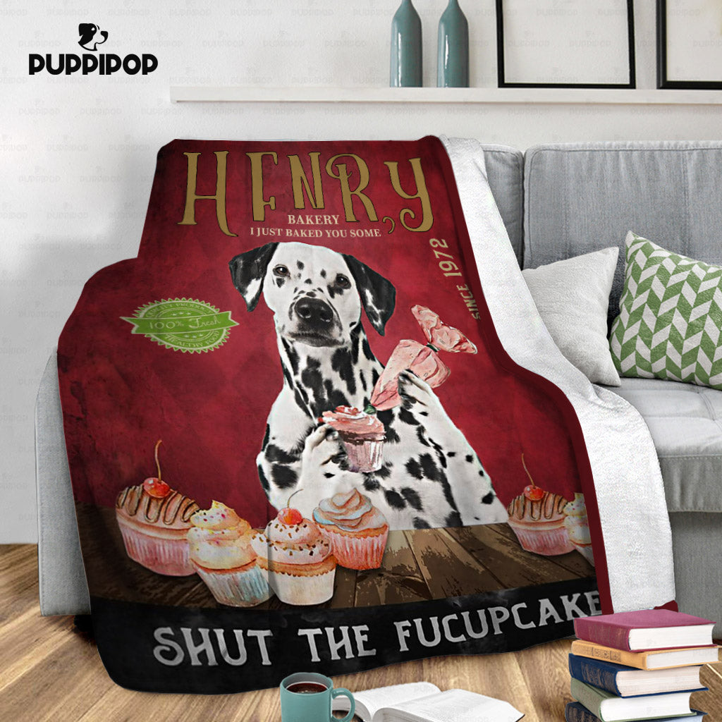 Personalized Dog Blanket Gift Idea - Dalmatian Fucupcakes For Dog Lover - Fleece Blanket