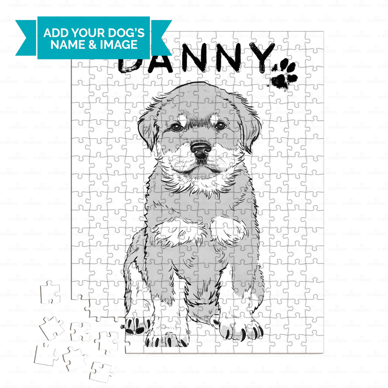 Personalized Dog Gift Idea - Black And White Sketching Gift For Puppy Lovers - Puzzle