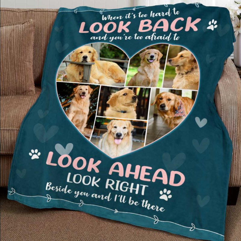 Dog Heart Photo Collage Blanket, Personalized Gifts For Dog Lovers, When It's Too Hard To Look Back
