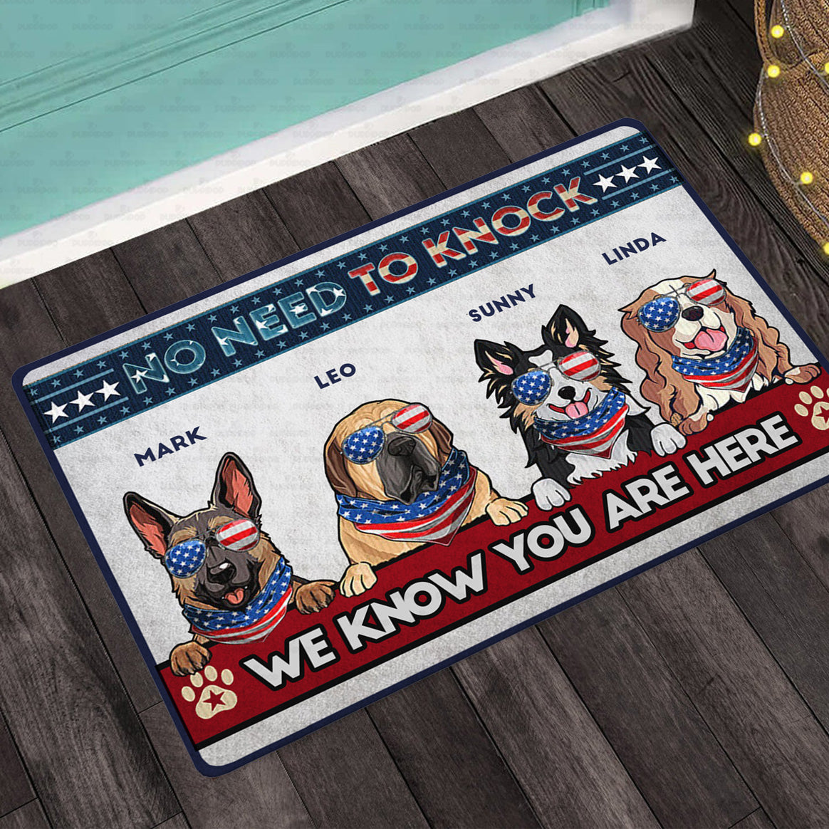 Personalized Dog Gift - No Need To Knock, We Know You Are Here For Dog Lovers - Doormat