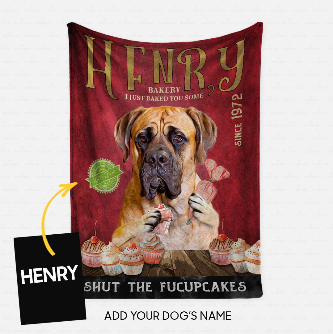 Personalized Dog Blanket Gift Idea - English Mastiff Fucupcakes For Dog Lover - Fleece Blanket