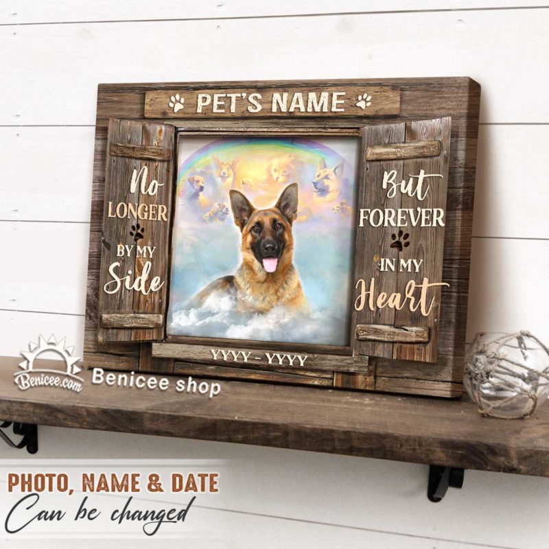 Custom Pet Memorial Passing Wall Art Canvas, Personalized Pet Memorial Gift, Pet Sympathy Gift, Forever in my Heart Rustic Faux Window - Best Personalized Gifts for Everyone