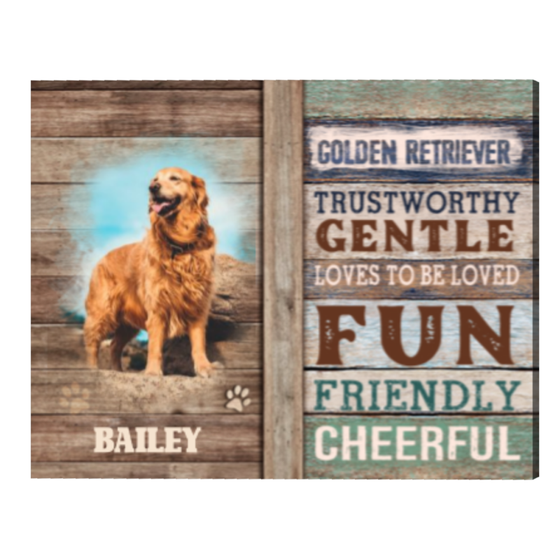 Personalized Golden Retriever Dog Canvas Art, Gifts For Golden Retrievers, Golden Retriever Gifts