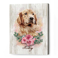 Thumbnail for Pet Portrait Custom, Pet Portrait With Pink Flower, Best Gifts For Dog Owners - Best Personalized Gifts for Everyone
