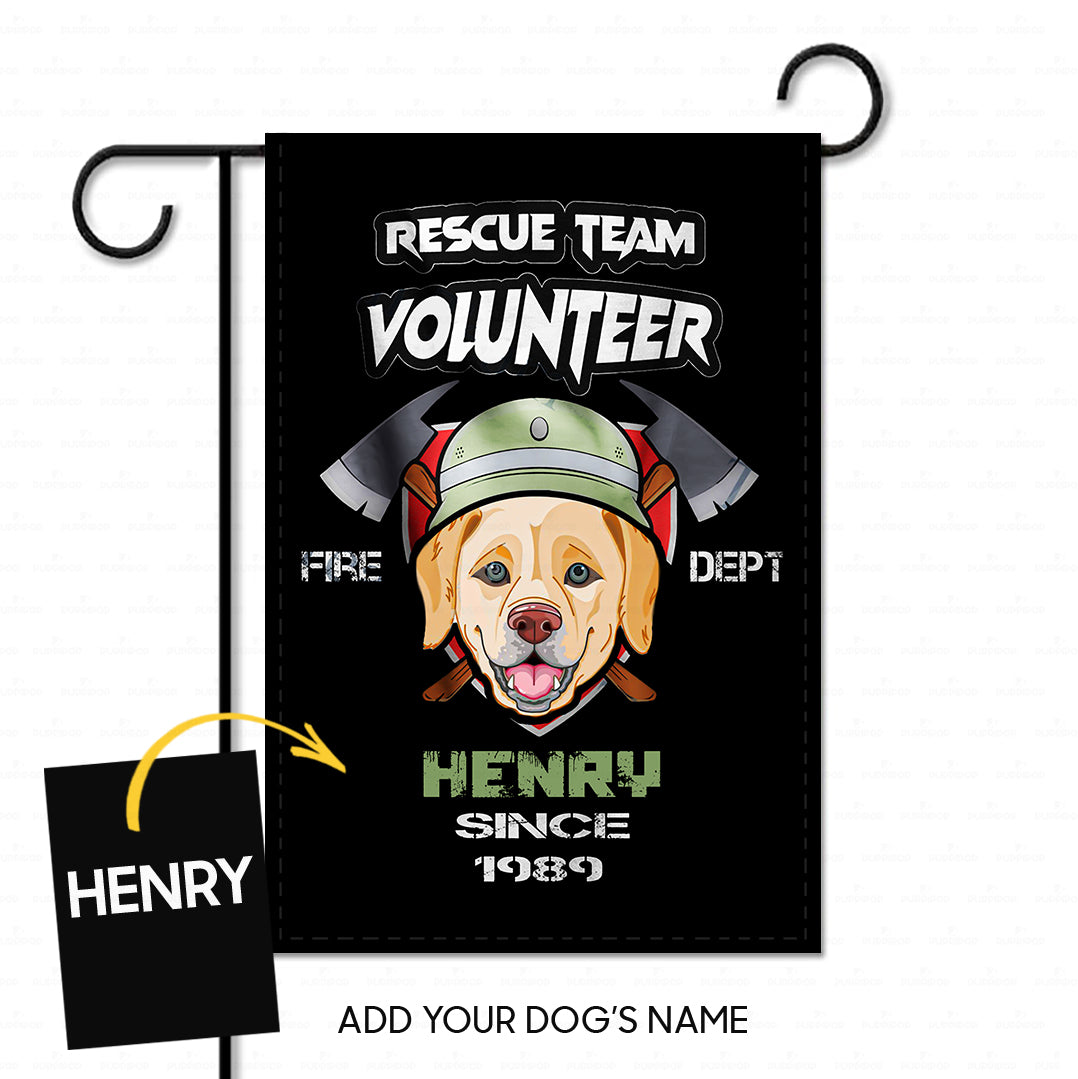 Personalized Dog Gift Idea - We Are Rescue Team Volunteer Fire Dept Since 1989 For Dog Lovers - Garden Flag