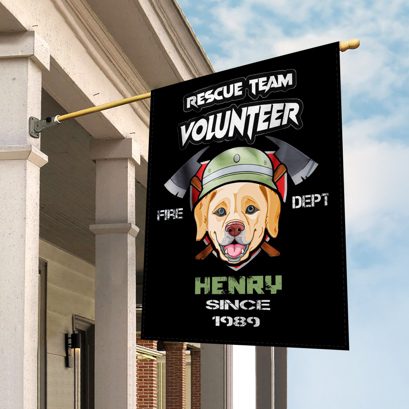 Personalized Dog Gift Idea - We Are Rescue Team Volunteer Fire Dept Since 1989 For Dog Lovers - Garden Flag