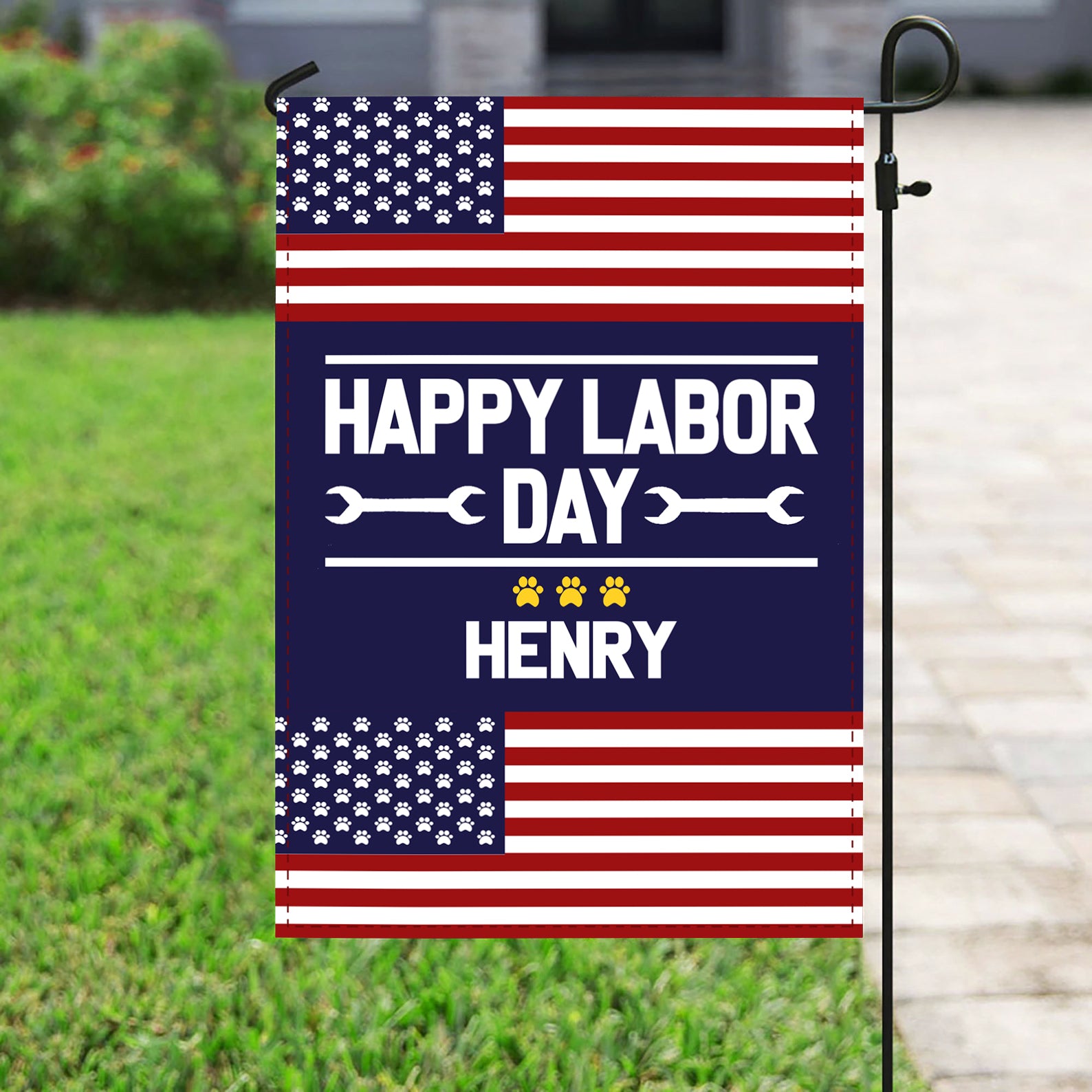 Personalized Dog Gift Idea - Happy Labor Day Proud Day For Dog Lovers - Garden Flag