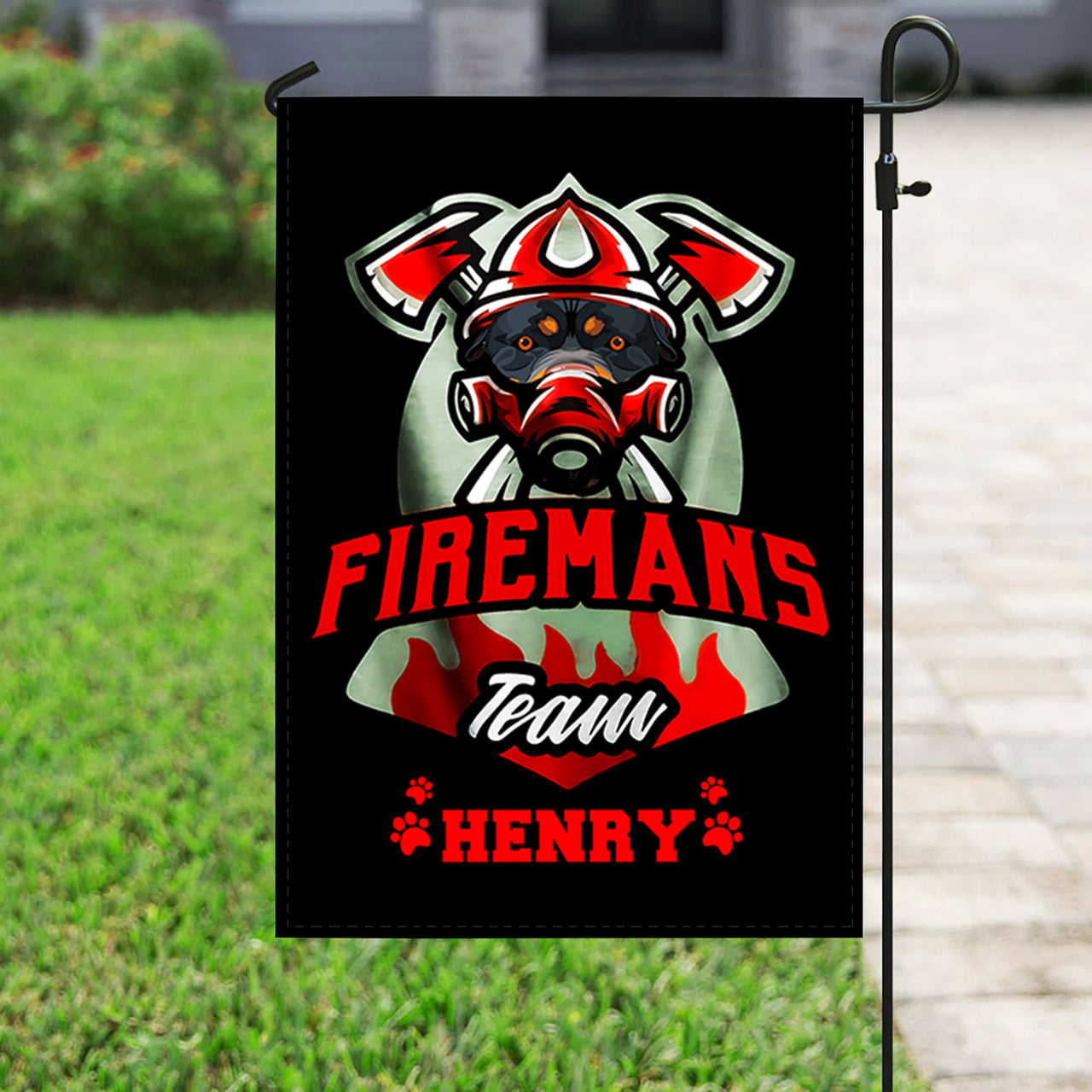 Personalized Dog Gift Idea - We Are Firemans Team For Dog Lovers - Garden Flag