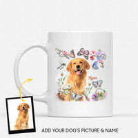 Thumbnail for Custom Dog Mug - Personalized Creative Gift Idea - Playing With Flower And Butterfly For Dog Lover - White Mug