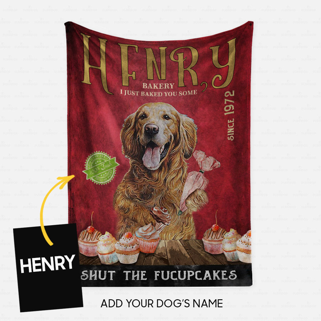 Personalized Dog Blanket Gift Idea - Golden Retriever Fucupcakes For Dog Lover - Fleece Blanket