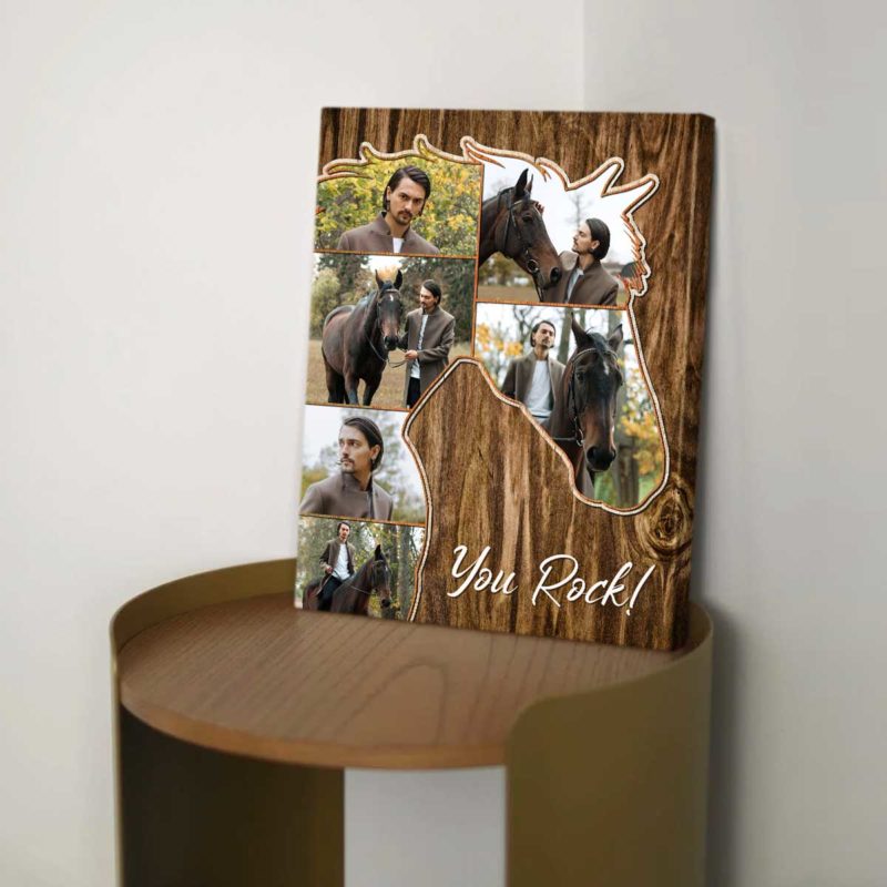 Horse Head Photo Collage Gift, Gifts For Horse Lover, Horse Gifts, Personalized Horse Wall Art