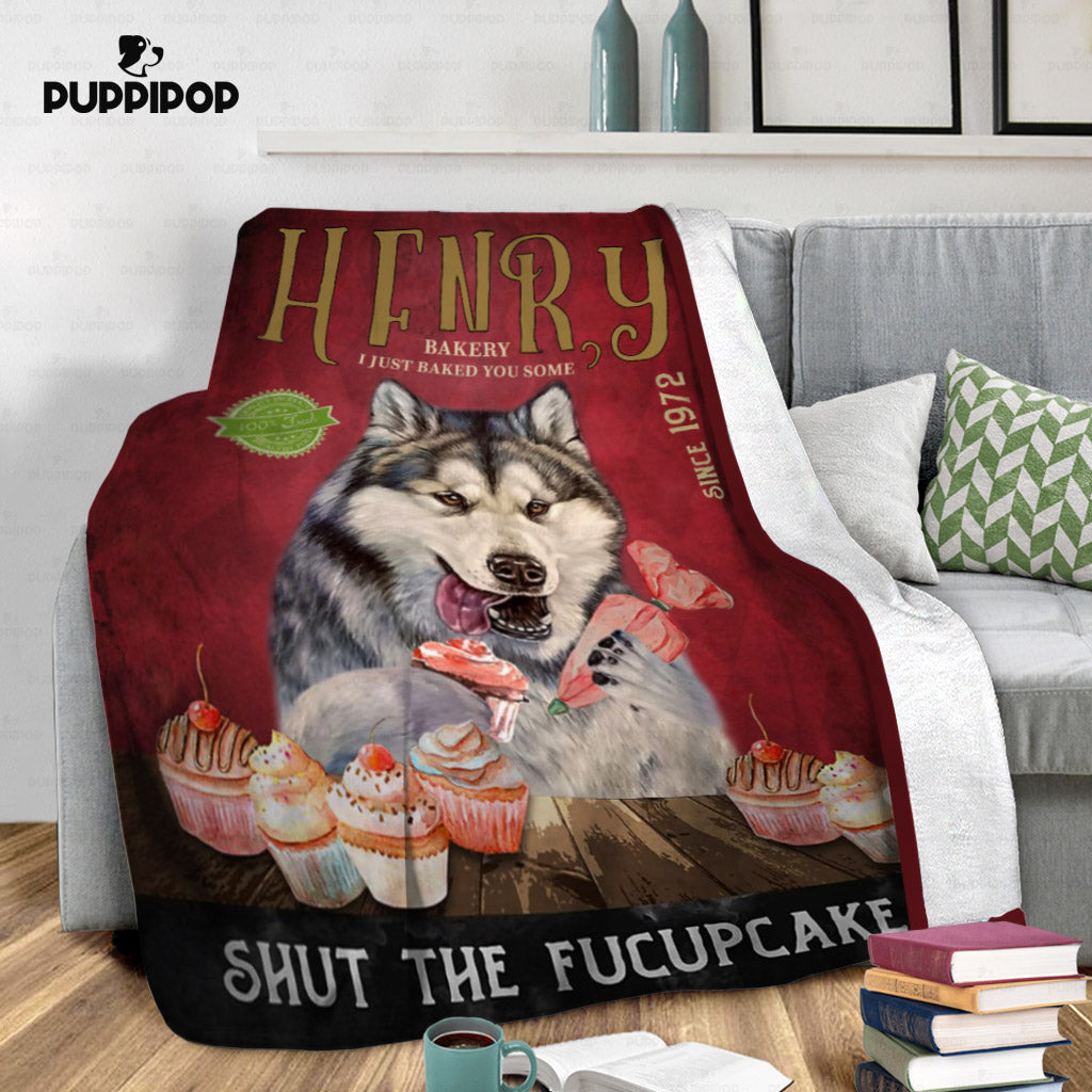 Personalized Dog Blanket Gift Idea - Husky Fucupcakes For Dog Lover - Fleece Blanket