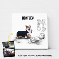 Thumbnail for Personalized Dog Gift Idea - Superhero Line Art For Dog Lovers And Fan Movie - Matte Canvas