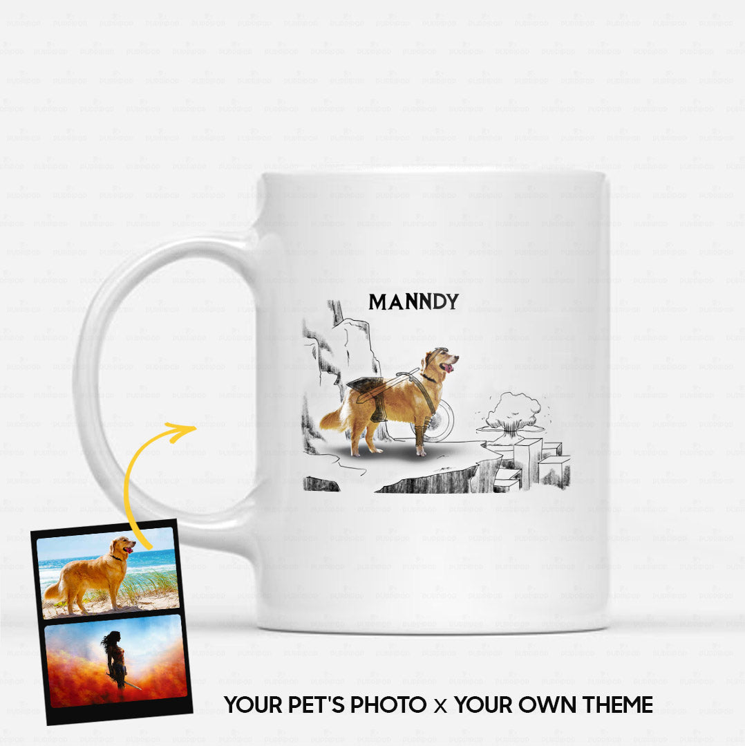 Personalized Dog Gift Idea - Funny Super Hero Line Art For Dog Lovers - White Mug
