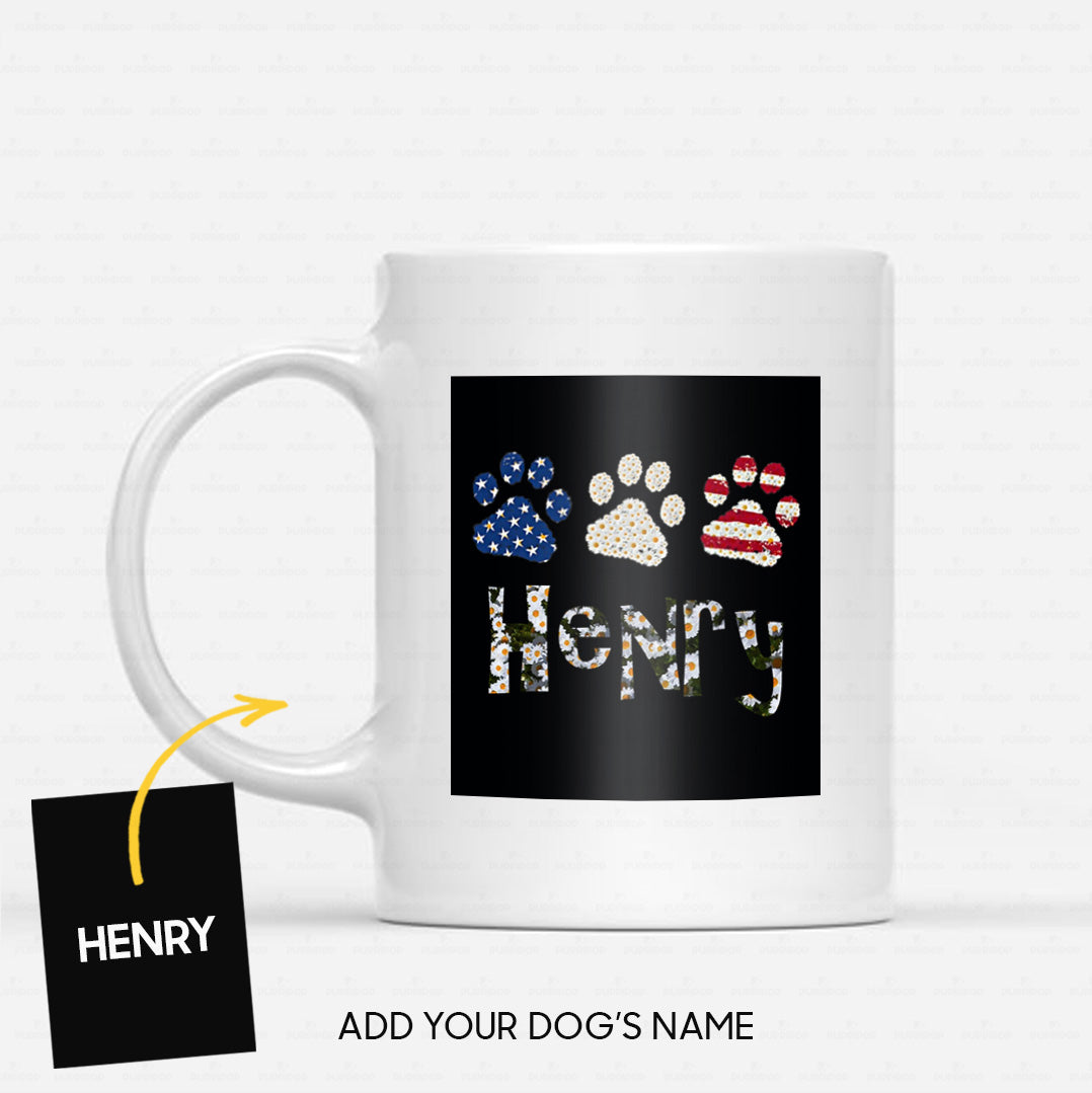 Custom Dog Mug - Personalized Three Dog Paws Gift For Dad - White Mug