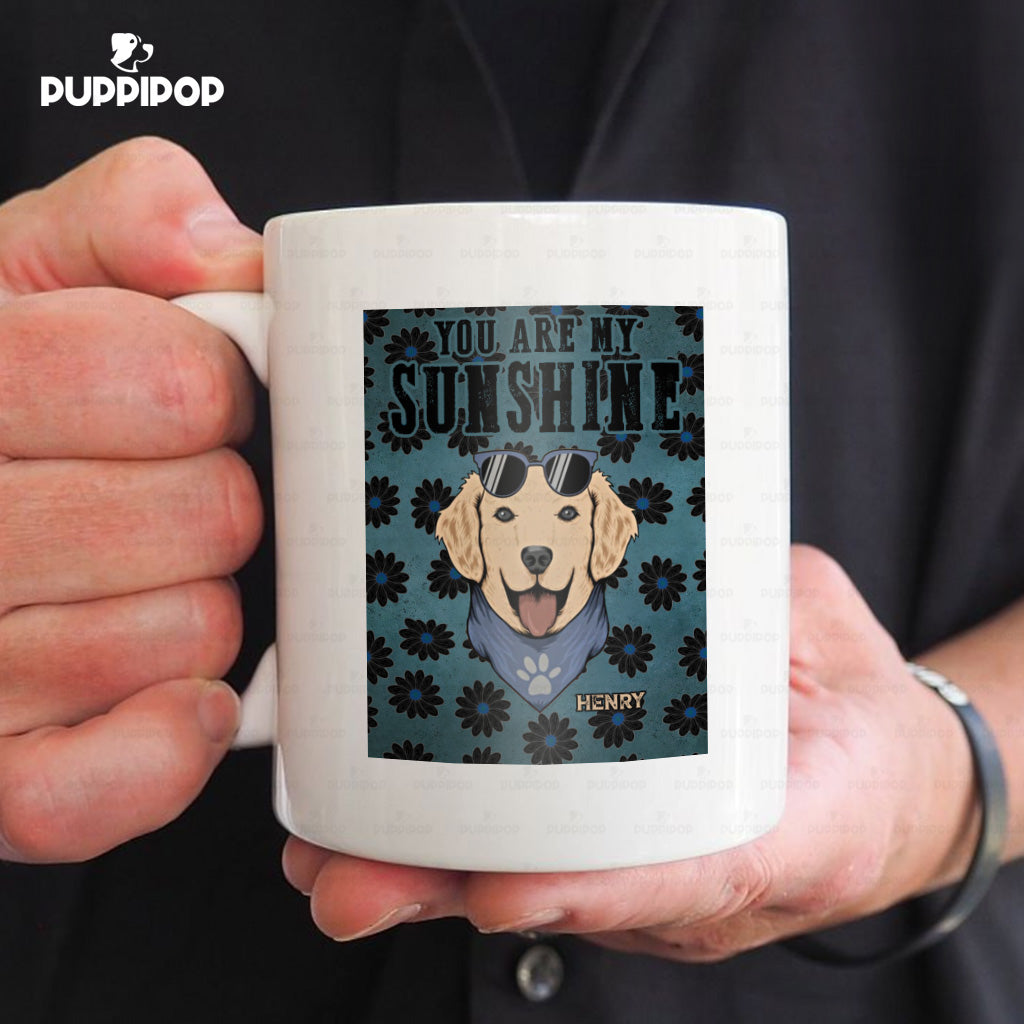 Custom Dog Mug - Personalized You Are My Sunshine Black Flower Gift For Dad - White Mug