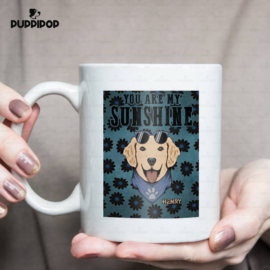 Custom Dog Mug - Personalized You Are My Sunshine Black Flower Gift For Dad - White Mug