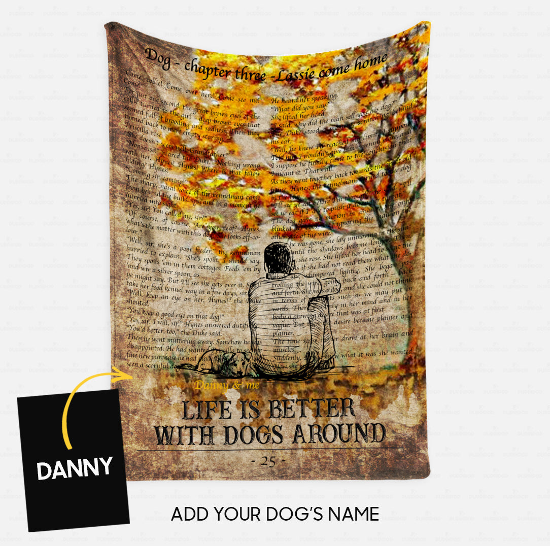 Custom Dog Blanket - Personalized Man And A Dog Beside The Tree Gift For Dad - Fleece Blanket