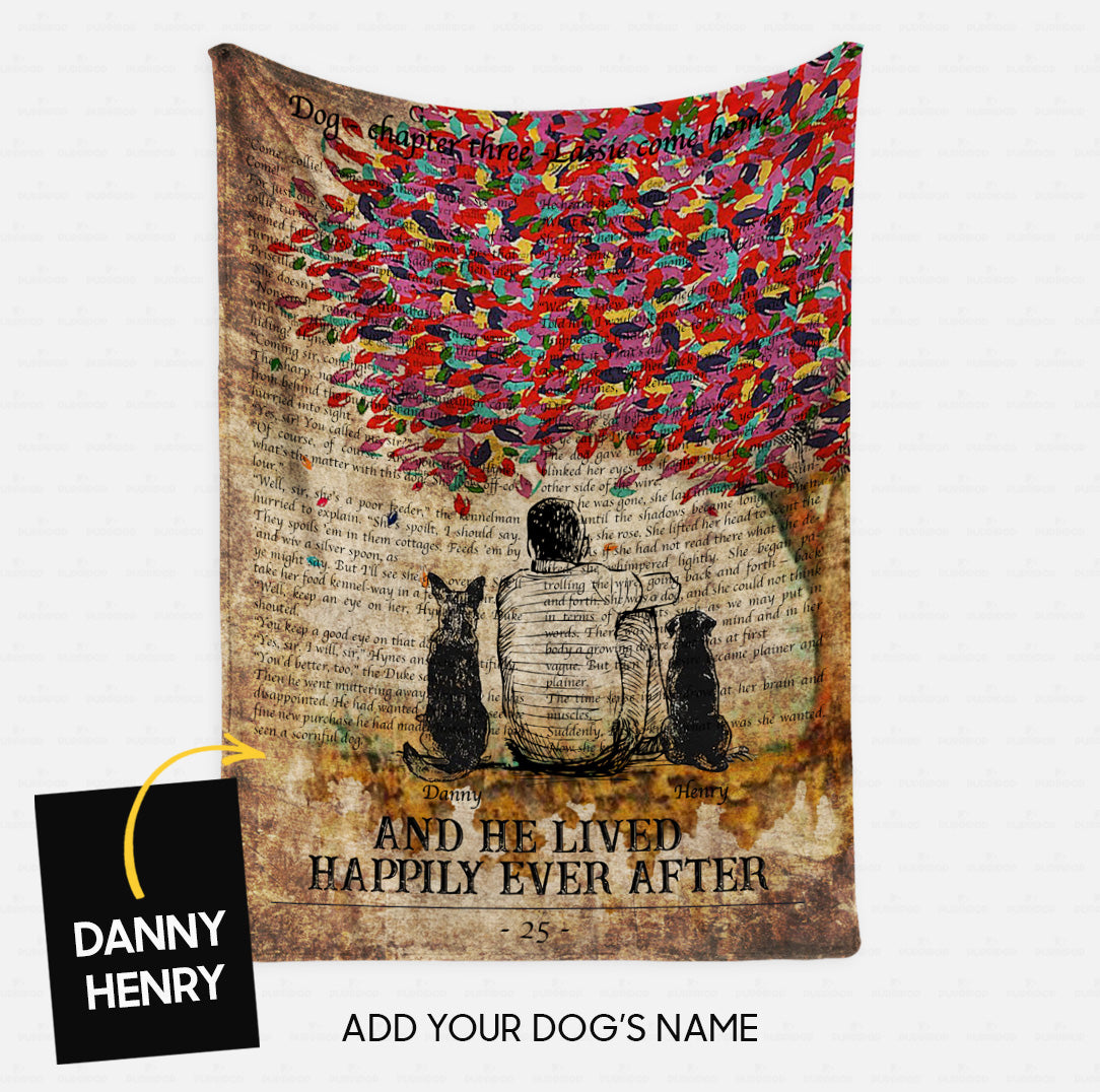 Custom Dog Blanket - Personalized Man And Two Dogs Beside The Tree Gift For Dad - Fleece Blanket