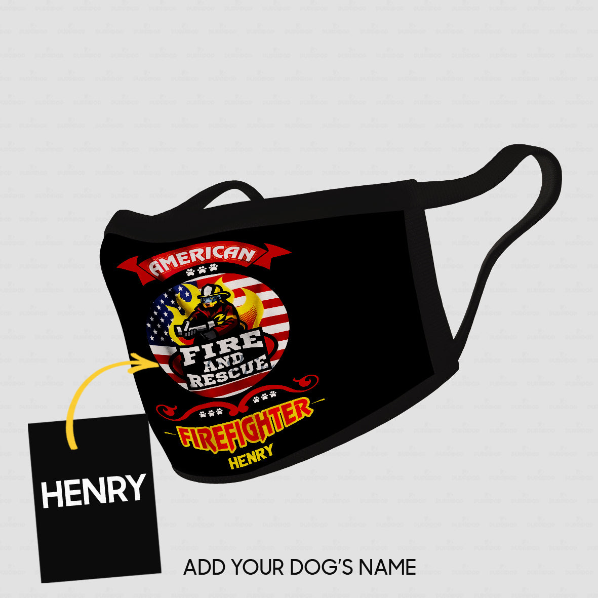 Personalized Dog Gift Idea - American Firefighter Fire And Rescue For Dog Lovers - Cloth Mask