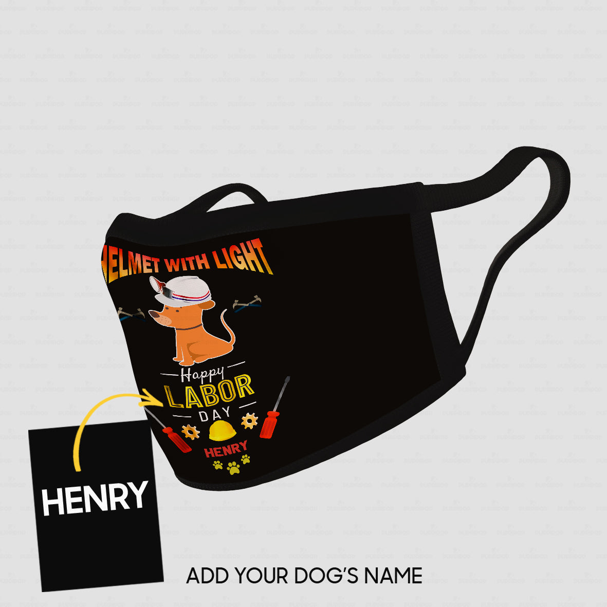 Personalized Dog Gift Idea - Helmet With Light Happy Labor Day For Dog Lovers - Cloth Mask